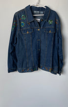 Load image into Gallery viewer, Erin London Womens Blue Denim Cotton Long Sleeve Embroidery Jacket Size 1X
