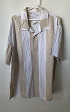 Load image into Gallery viewer, Calvin Klein Mens Beige White Striped Print Relaxed Fit Button-Up Shirt Size XL
