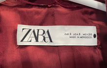Load image into Gallery viewer, Zara Womens Burgundy Long Sleeve Notch Lapel Single-Breasted Blazer Size S
