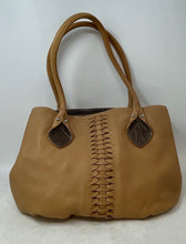 Load image into Gallery viewer, Giani Bernini Womens Brown Leather Woven Center Triple Compartment Shoulder Bag
