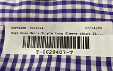 Load image into Gallery viewer, Hugo Boss Mens Purple Gingham Cotton Long Sleeve Sharp Fit Dress Shirt Size 16.5
