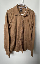 Load image into Gallery viewer, Boss Mens Brown Long Sleeve Collared Regular Fit Button-Up Shirt Size Large
