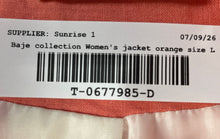 Load image into Gallery viewer, My Bajee Collection Womens Orange Long Sleeve Notch Lapel Blazer Jacket Size L
