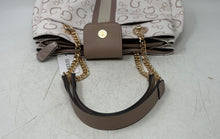 Load image into Gallery viewer, Guess Womens White Brown Monogram Print Inner Pocket Satchel Handbag With Tags

