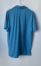 Load image into Gallery viewer, Penguin Mens Blue All Over Logo Print Short Sleeve Collared Polo Shirt Size M

