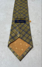 Load image into Gallery viewer, Oscar De La Renta Mens Yellow Blue Plaid Silk Adjustable Keeper Loop Pointed Tie

