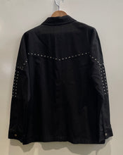 Load image into Gallery viewer, Zara Womens Black Long Sleeve Studded Collared Denim Jacket Size Large
