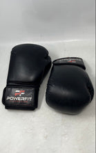 Load image into Gallery viewer, Powerfit Leather Black Adjustable Cuff Kickboxing Sparring Gloves 12 Oz
