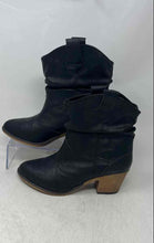 Load image into Gallery viewer, Charles Albert Womens Black Leather Block Cowgirl Western Boots Size 8M
