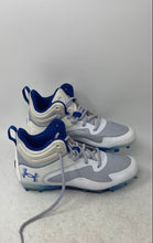 Load image into Gallery viewer, Under Armour Mens Command MC Mid 3025639-102 White &amp; Blue Football Cleats Size 7
