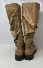 Load image into Gallery viewer, Luoika Womens Beige Wide Calf Slouchy Side-Zip Knee High Boots Size 10.5XW
