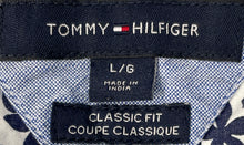 Load image into Gallery viewer, Tommy Hilfiger Mens Blue White Floral Short Sleeve Classic Fit Button-Up Shirt L
