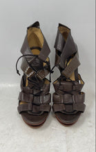 Load image into Gallery viewer, L.A.M.B Womens Jaco Brown Leather Stiletto Heel Strappy Sandals Size 9 M
