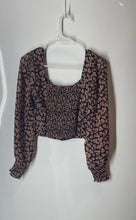 Load image into Gallery viewer, Abercrombie &amp; Fitch Womens Blue Floral Print Long Sleeve Cropped Top Size S
