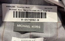 Load image into Gallery viewer, Michael Kors Mens Gray Plaid Print Regular Fit Long Sleeve Dress Shirt Size 16
