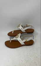 Load image into Gallery viewer, Michael Kors Womens Casey White Leather Logo Buckle Thong Sandals Size 5M

