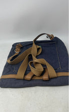 Load image into Gallery viewer, Fossil Womens Blue Brown Striped Adjustable Strap Flap Over Lined Backpack
