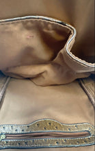 Load image into Gallery viewer, Womens Brown Croc-Embossed And Ostrich Leather Bottom Studs Designer Backpack
