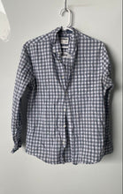 Load image into Gallery viewer, Express Mens Gray White Plaid Long Sleeve Slim Fit Button-Up Shirt Size Medium
