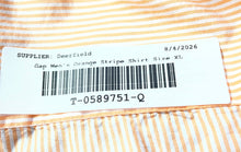 Load image into Gallery viewer, Gap Mens Orange White Striped Long Sleeve Regular Fit Button-Up Shirt Size XL
