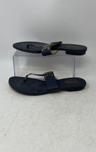 Load image into Gallery viewer, Michael Kors Womens Sidney Blue Leather Slip-On Flat Thong Sandals Size 10M
