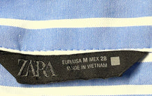 Load image into Gallery viewer, Zara Womens Blue White Striped Long Sleeve Regular Fit Button-Up Shirt Size M
