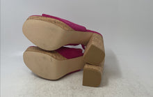 Load image into Gallery viewer, Guess Womens Pink Suede Open Toe High Block Cork Platform Heels Size 9
