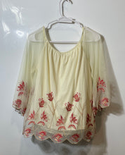 Load image into Gallery viewer, Chico's Womens Beige Floral Embroidered Sheer Pullover Blouse Top Size 0
