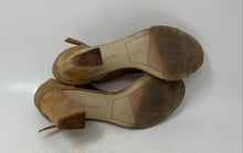 Load image into Gallery viewer, Tahari Womens Beige Suede Open Toe High Block Heel T-Strap Sandals Size 8

