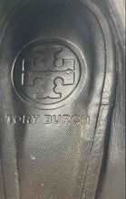 Load image into Gallery viewer, Authentic Tory Burch Womens Black Leather Peep Toe Wedge Pump Heels Size 7.5 M
