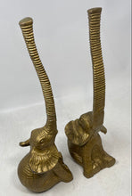 Load image into Gallery viewer, Set Of 2 Pcs Gold-Tone Solid Brass Decorative Elephant Trunk Up Figurines
