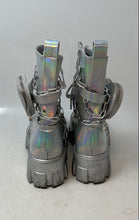 Load image into Gallery viewer, iHeartRaves Womens Monalisa Silver Round Toe Lace-Up Ankle Boots Size 6
