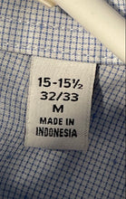 Load image into Gallery viewer, Calvin Klein Mens Light Blue Check Long Sleeve Dress Shirt Size M 15-15.5 32/33
