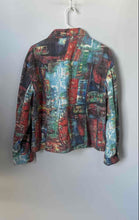 Load image into Gallery viewer, Chico's Womens Multicolor Tokyo City Print Long Sleeve Denim Jacket Size 3

