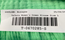 Load image into Gallery viewer, Talbots Womens Green Airy Gauze 3/4 Tie-Sleeve Button Front Blouse Top Size L
