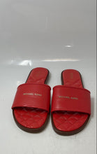 Load image into Gallery viewer, Michael Kors Womens Red Leather Open Toe Slip-On Flat Slide Sandals Size 8.5M
