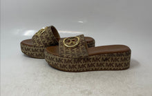 Load image into Gallery viewer, Michael Kors Womens Sadler Brown Beige Slip-On Wedge Slide Sandals Size 5
