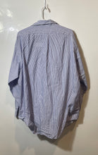 Load image into Gallery viewer, Ralph Lauren Mens White Blue Striped Yarmouth Cotton Dress Shirt Size 16.5 34/35
