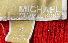Load image into Gallery viewer, Michael Kors Womens Red Short Sleeve Banded Collar Blouse Top Size Medium
