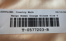 Load image into Gallery viewer, Mango Womens Orange Sleeveless Crew Neck Layered Slit Back Blouse Top Size 6
