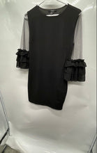 Load image into Gallery viewer, Forever 21 Womens Black Long Sleeve Ruffle Round Neck Sheath Dress Size M
