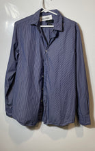Load image into Gallery viewer, Massimo Dutti Mens Blue White Striped Long Sleeve Button-Up Shirt Size Medium

