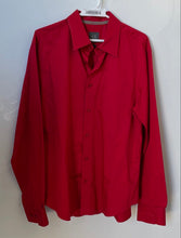 Load image into Gallery viewer, Armani Exchange Mens Red Cotton Collared Long Sleeve Button-Up Shirt Size XL
