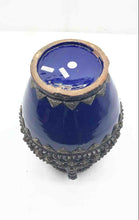 Load image into Gallery viewer, Moroccan Blue Ceramic Home Decorative Collectible Engraved Vase Damage Bottom
