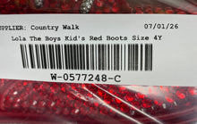 Load image into Gallery viewer, Lola + The Boys Unisex Kids Crystal Ruby Red Side Zipper Ankle Boots Size 35/4Y
