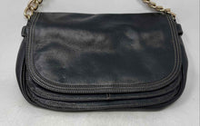 Load image into Gallery viewer, Isaac Mizrahi Live Womens Black Leather Single Chain Strap Flap Shoulder Bag
