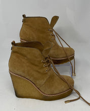 Load image into Gallery viewer, Authentic Tory Burch Womens Denise Brown Leather Wedge Heel Ankle Booties Sz 6M
