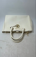 Load image into Gallery viewer, Michael Kors Womens Sutton White Leather Double Handle Charm Satchel Bag
