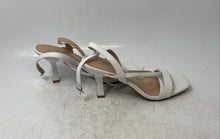 Load image into Gallery viewer, Mysoft Womens White Leather Buckle Stiletto Heel Strappy Sandals Size 8
