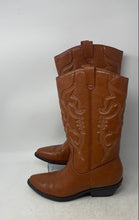Load image into Gallery viewer, Soda Womens Reno Brown Leather Pull-On Mid-Calf Cowgirl Western Boots Size 8

